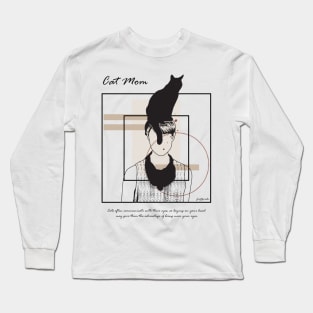 Cat sitting on a girl head version 7 Long Sleeve T-Shirt